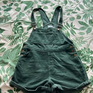 Green Corduroy Overall Shorts